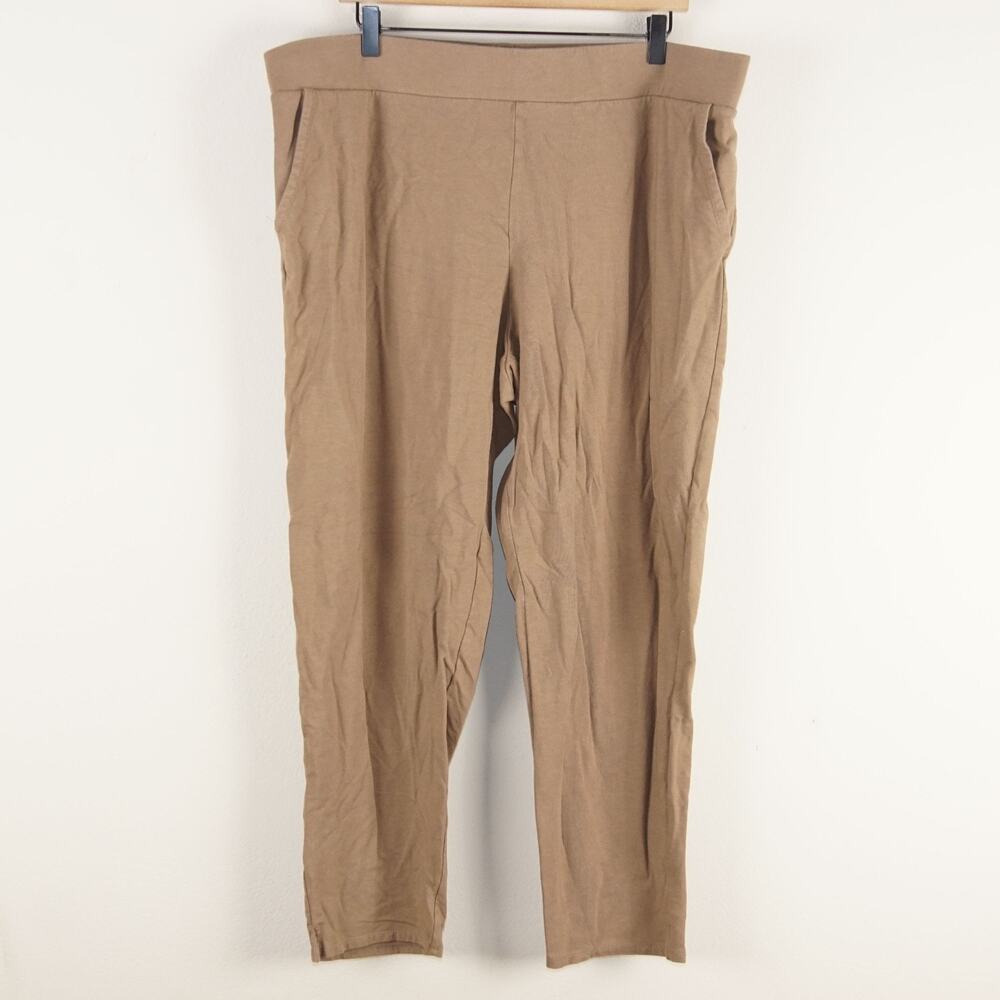 Pure J Jill Affinity Tapered Ankle Brown Pima Knit Cotton Pants Womens Sz XL